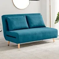 Billie 2-Seater Sofa Bed with Click-Clack - Blue, Fabric