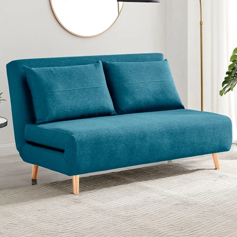 Billie 2-Seater Sofa Bed with Click-Clack - Blue, Fabric