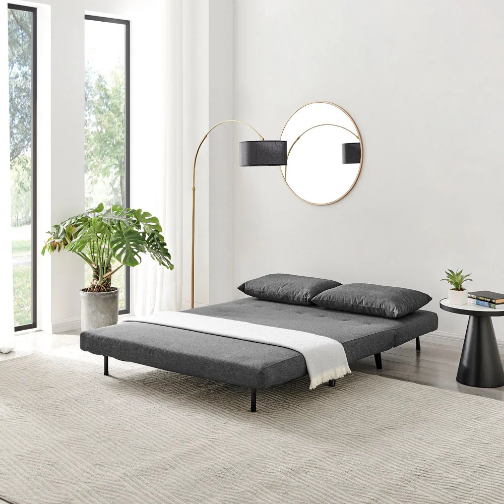 Billie 2-Seater Sofa Bed with Click-Clack - Grey, Fabric