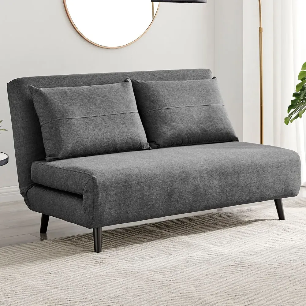 Billie 2-Seater Sofa Bed with Click-Clack - Grey, Fabric