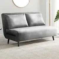 Billie 2-Seater Sofa Bed with Storage - Grey, Velvet