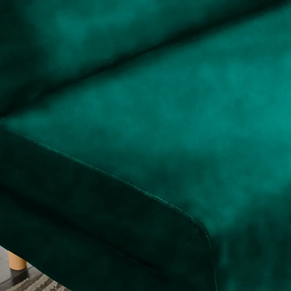 Billie Single Seater Sofa Bed - Green, Velvet