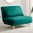Billie Single Seater Sofa Bed - Green, Velvet