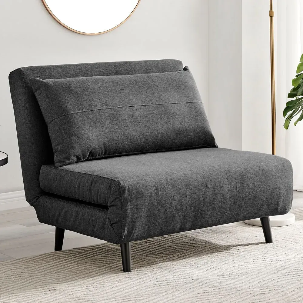 Billie Single Seater Sofa Bed with Click-Clack - Grey, Fabric image