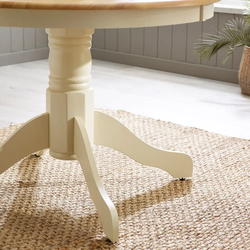 Bodmin 4-Seater Round Dining Table - Cream, Rubberwood