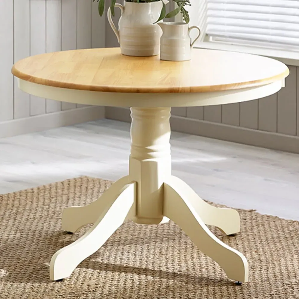 Bodmin 4-Seater Round Dining Table - Cream, Rubberwood image
