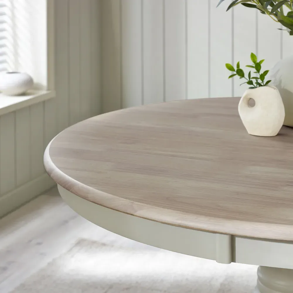 Bodmin 4-Seater Round Dining Table - White, Rubberwood