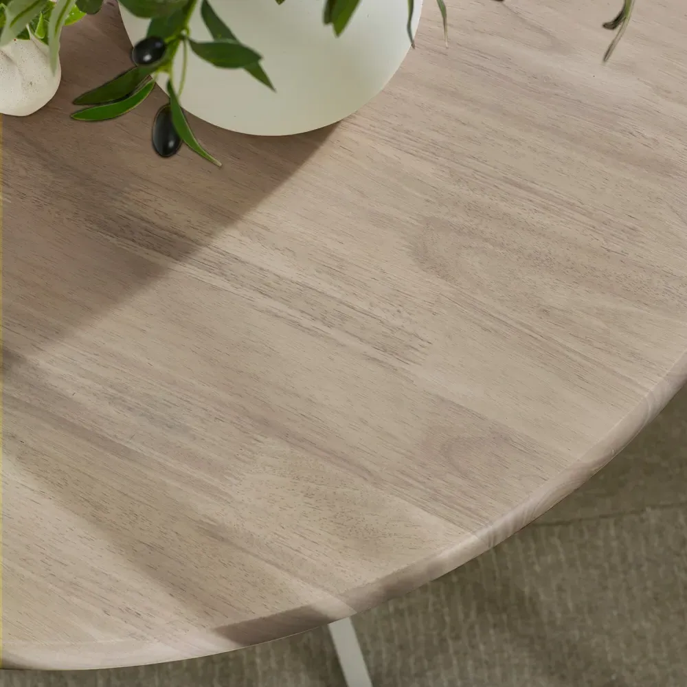 Bodmin 4-Seater Round Dining Table - White, Rubberwood