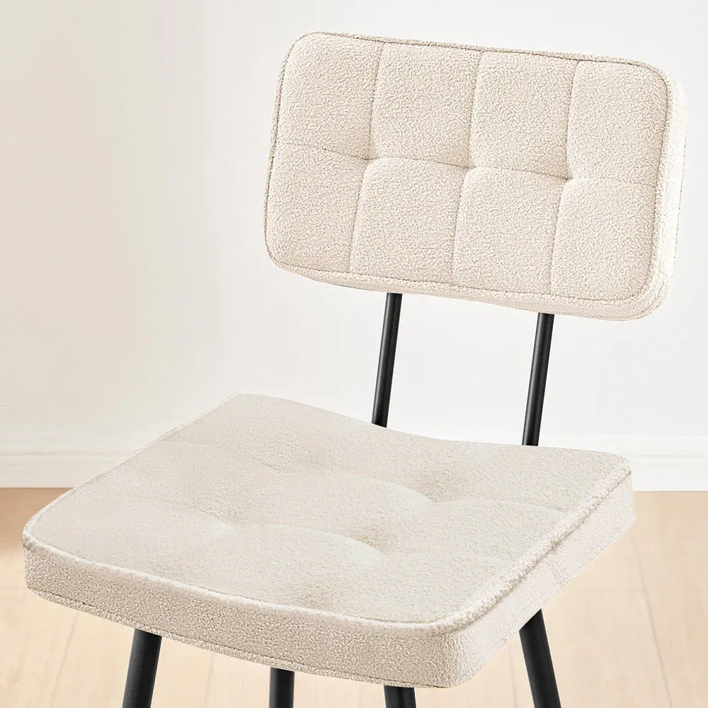 Boston Bar Stool Set of 2 - Cream, Boucle Fabric