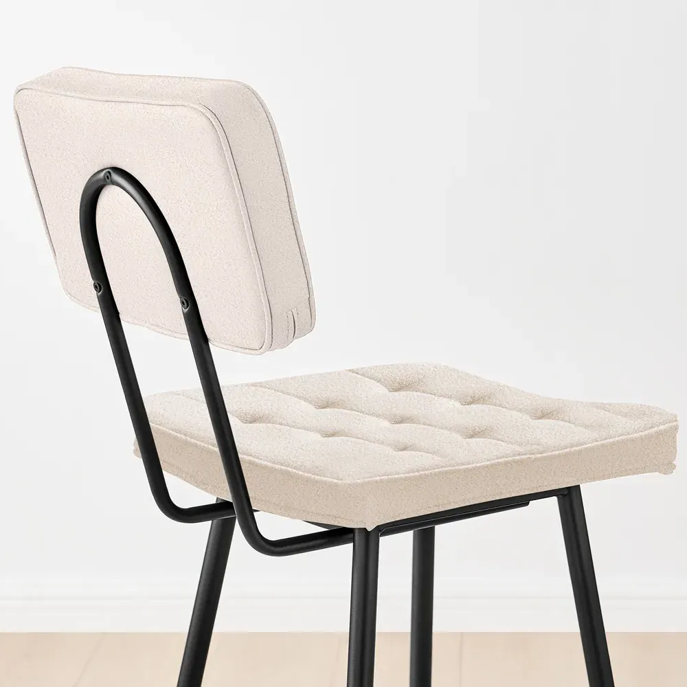 Boston Bar Stool Set of 2 - Cream, Boucle Fabric