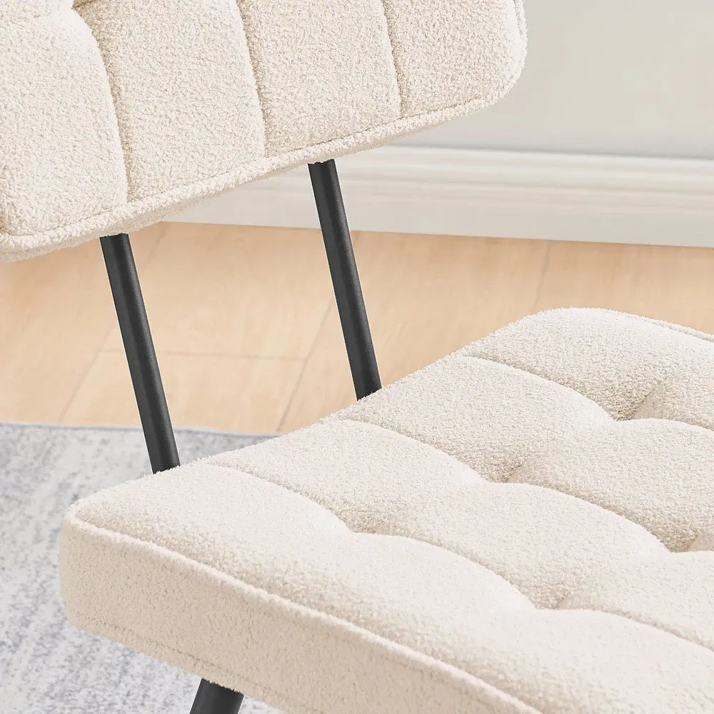 Boston Dining Chair Set of 2 - Cream, Boucle Fabric