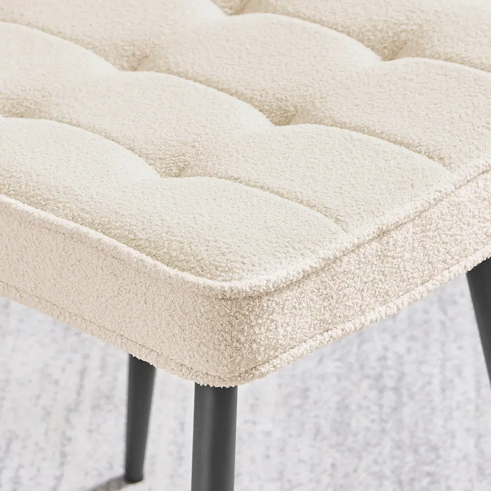 Boston Dining Chair Set of 2 - Cream, Boucle Fabric