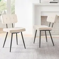 Boston Dining Chair Set of 2 - Cream, Boucle Fabric