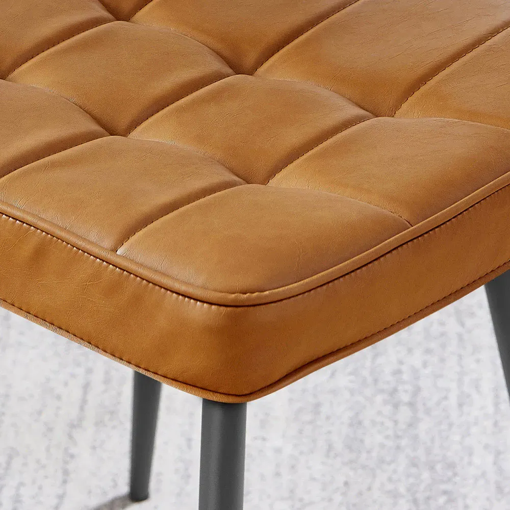 Boston Set of 2 Dining Chairs - Tan, Faux Leather