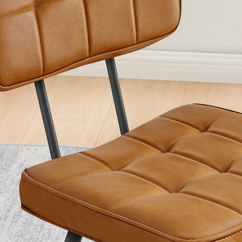 Boston Set of 2 Dining Chairs - Tan, Faux Leather