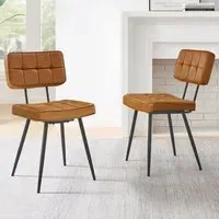 Boston Set of 2 Dining Chairs - Tan, Faux Leather