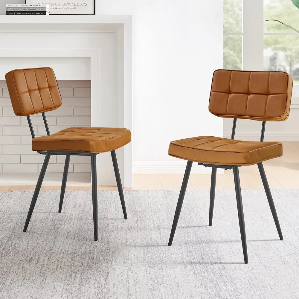 Boston Set of 2 Dining Chairs - Tan, Faux Leather image