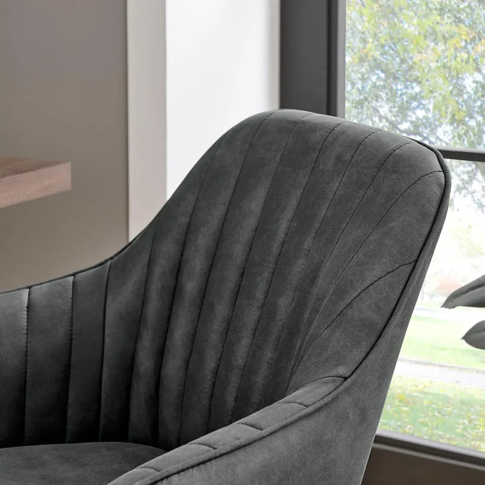 Brooker Tub Office Chair with Gas Lift - Black, Faux Leather