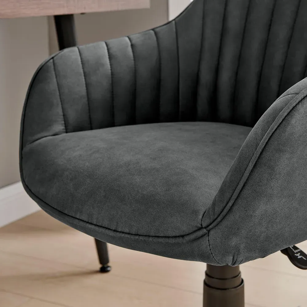 Brooker Tub Office Chair with Gas Lift - Black, Faux Leather