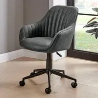 Brooker Tub Office Chair with Gas Lift - Black, Faux Leather