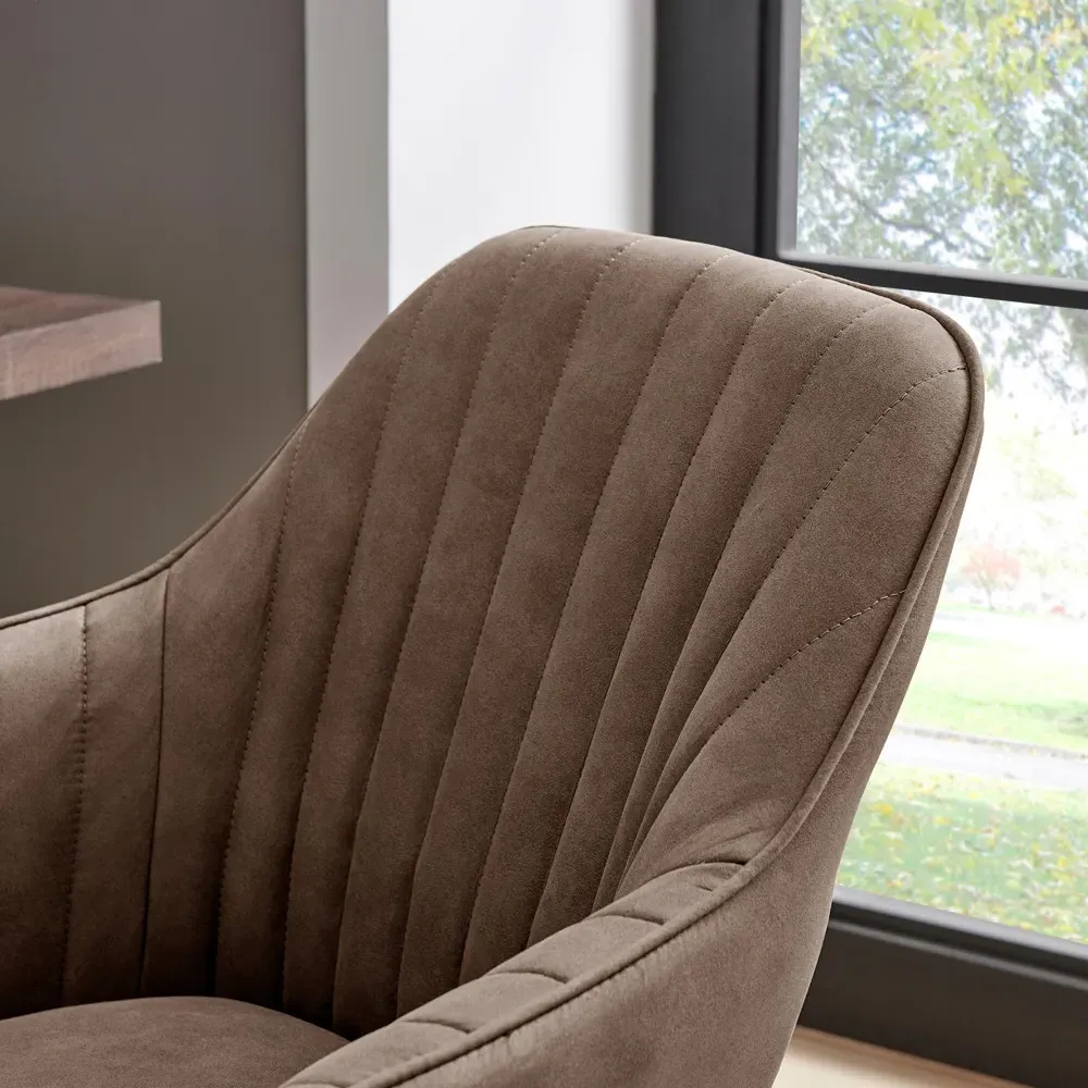 Brooker Tub Office Chair with Gas Lift - Brown, Faux Leather