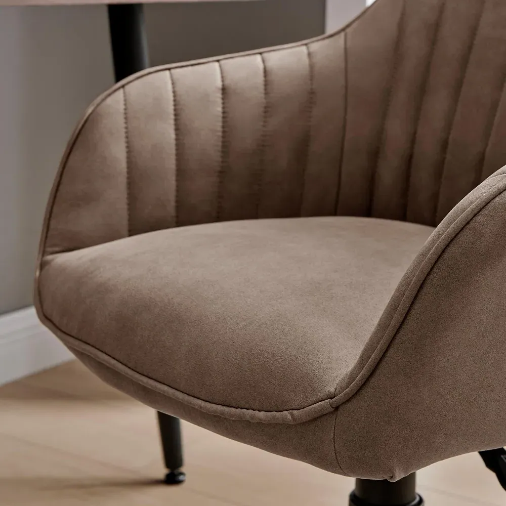 Brooker Tub Office Chair with Gas Lift - Brown, Faux Leather