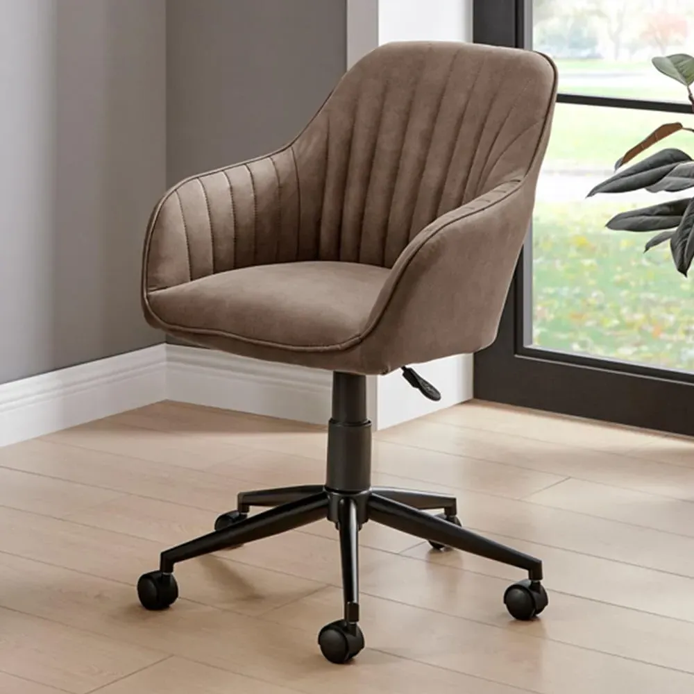 Brooker Tub Office Chair with Gas Lift - Brown, Faux Leather