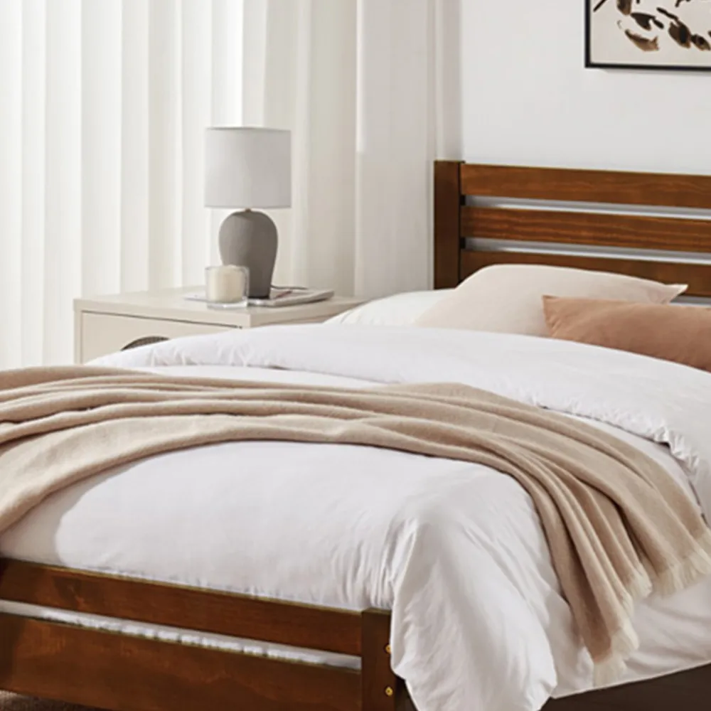 Cadhla Double Bed Frame - Brown, Pine