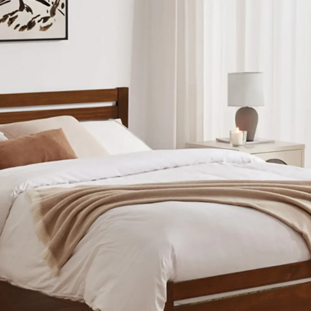 Cadhla King Size Bed Frame - Walnut, Pine