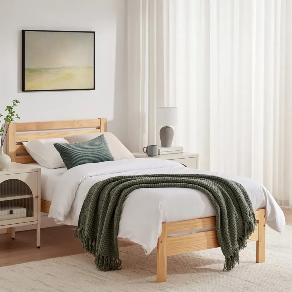 Cadhla Single Bed Frame - Brown, Pine