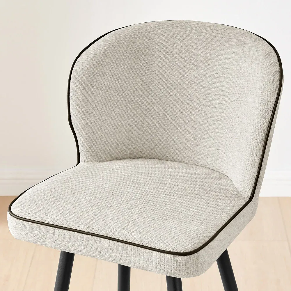 Carmel Bar Stool Set of 2 - Cream, Polyester