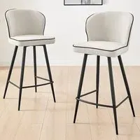 Carmel Bar Stool Set of 2 - Cream, Polyester