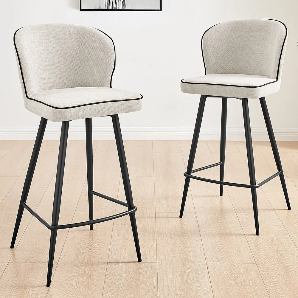 Carmel Bar Stool Set of 2 - Cream, Polyester image