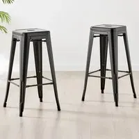 Carter Tolix Bar Stool Set of 2 - Black, Steel