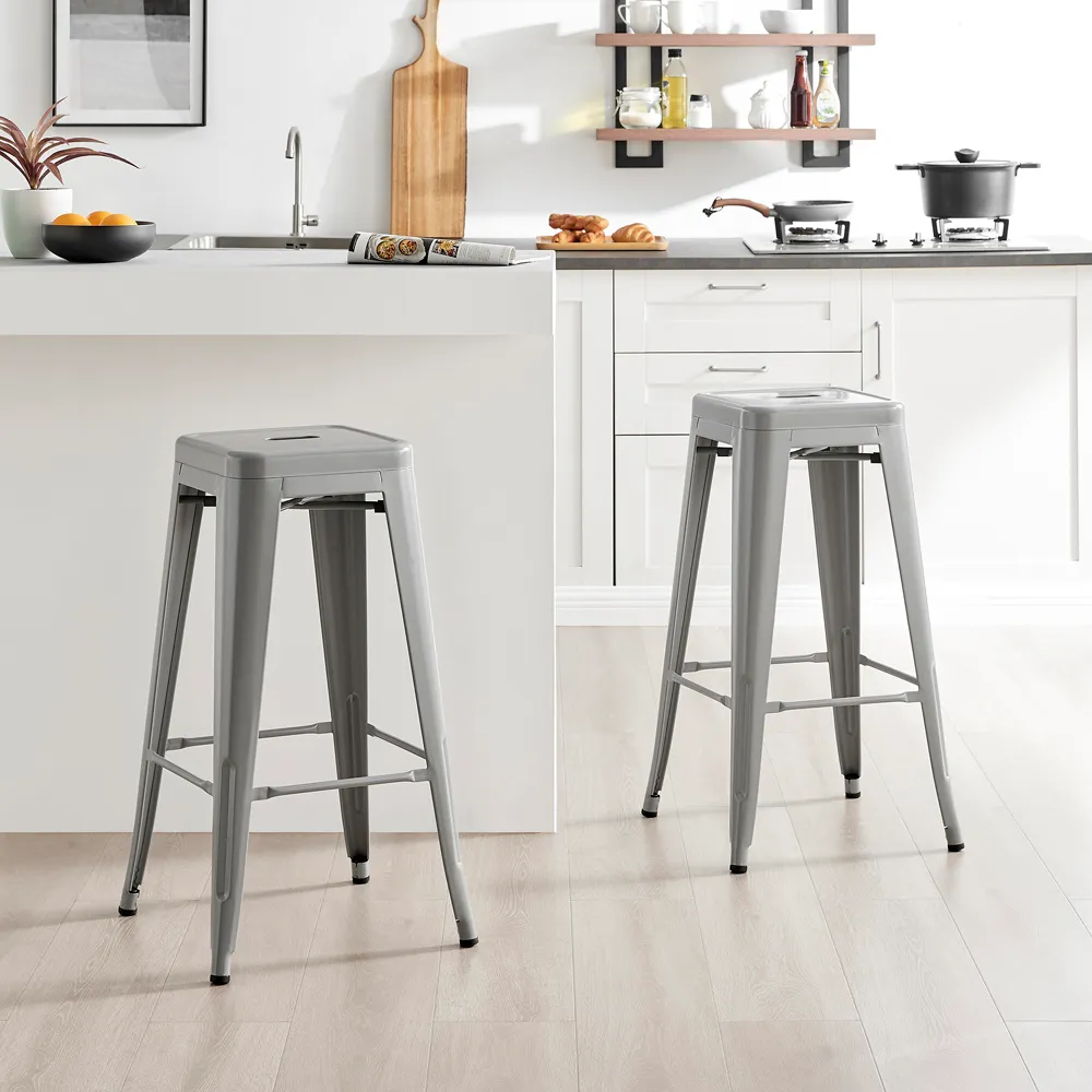 Carter Tolix Bar Stool Set of 2 - Grey, Steel