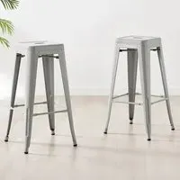 Carter Tolix Bar Stool Set of 2 - Grey, Steel