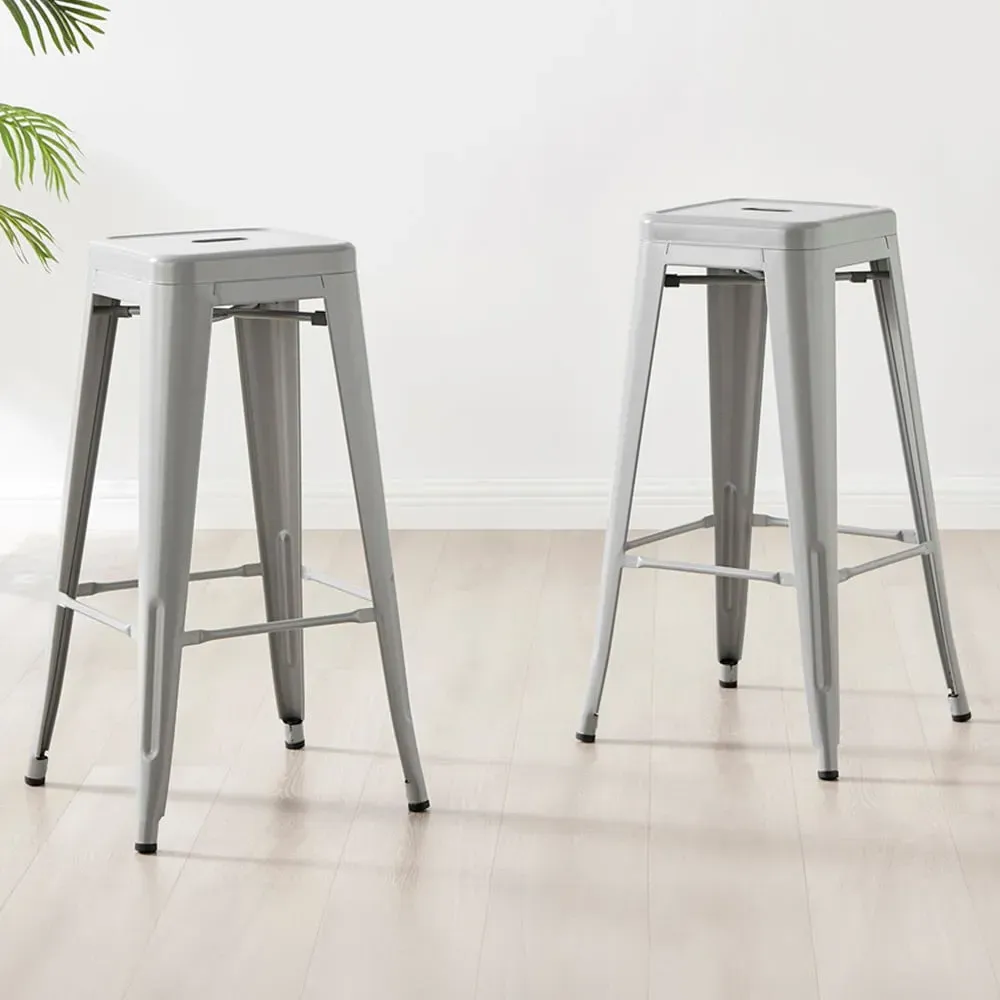 Carter Tolix Bar Stool Set of 2 - Grey, Steel