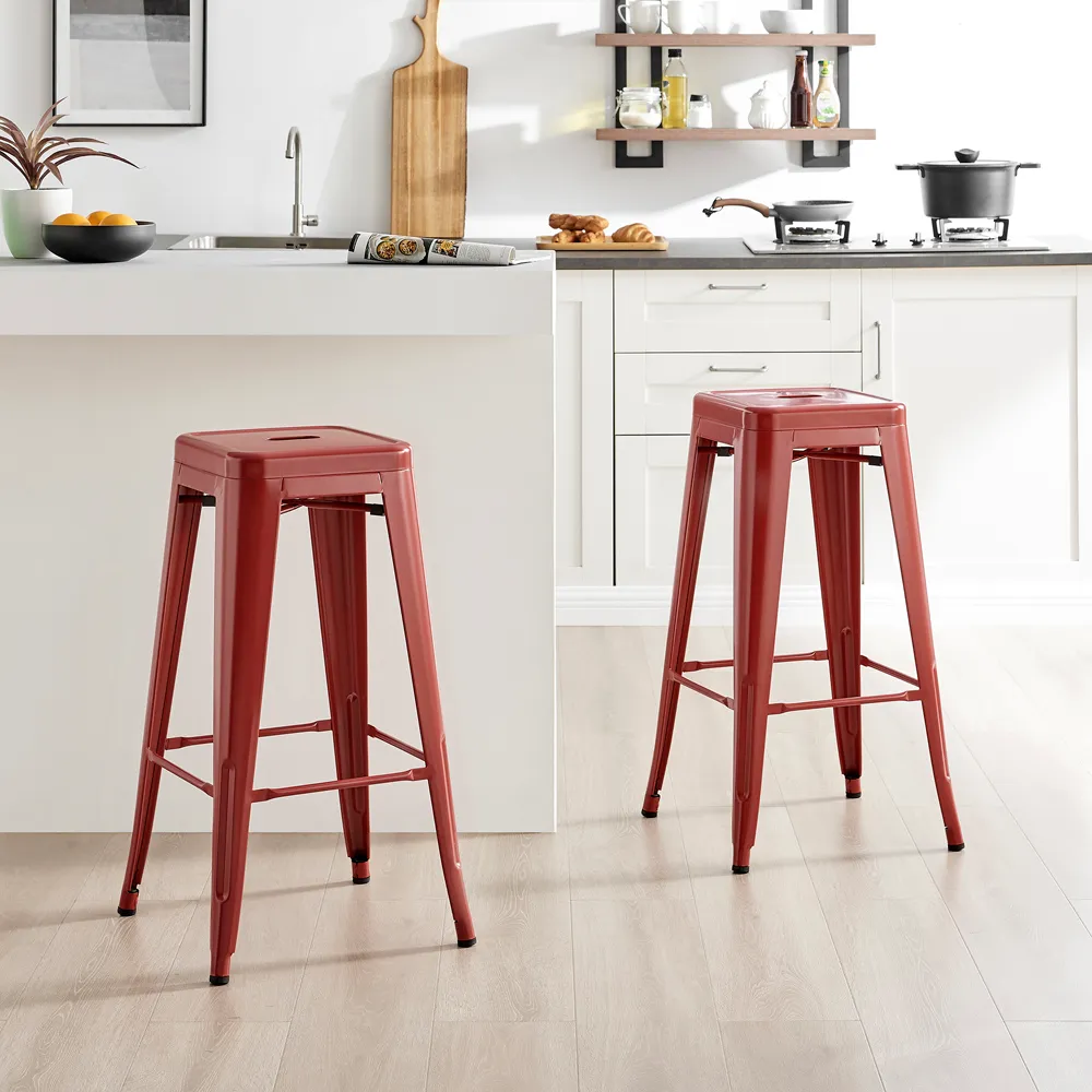 Carter Tolix Bar Stool Set of 2 - Red, Steel