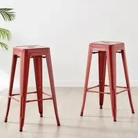 Carter Tolix Bar Stool Set of 2 - Red, Steel