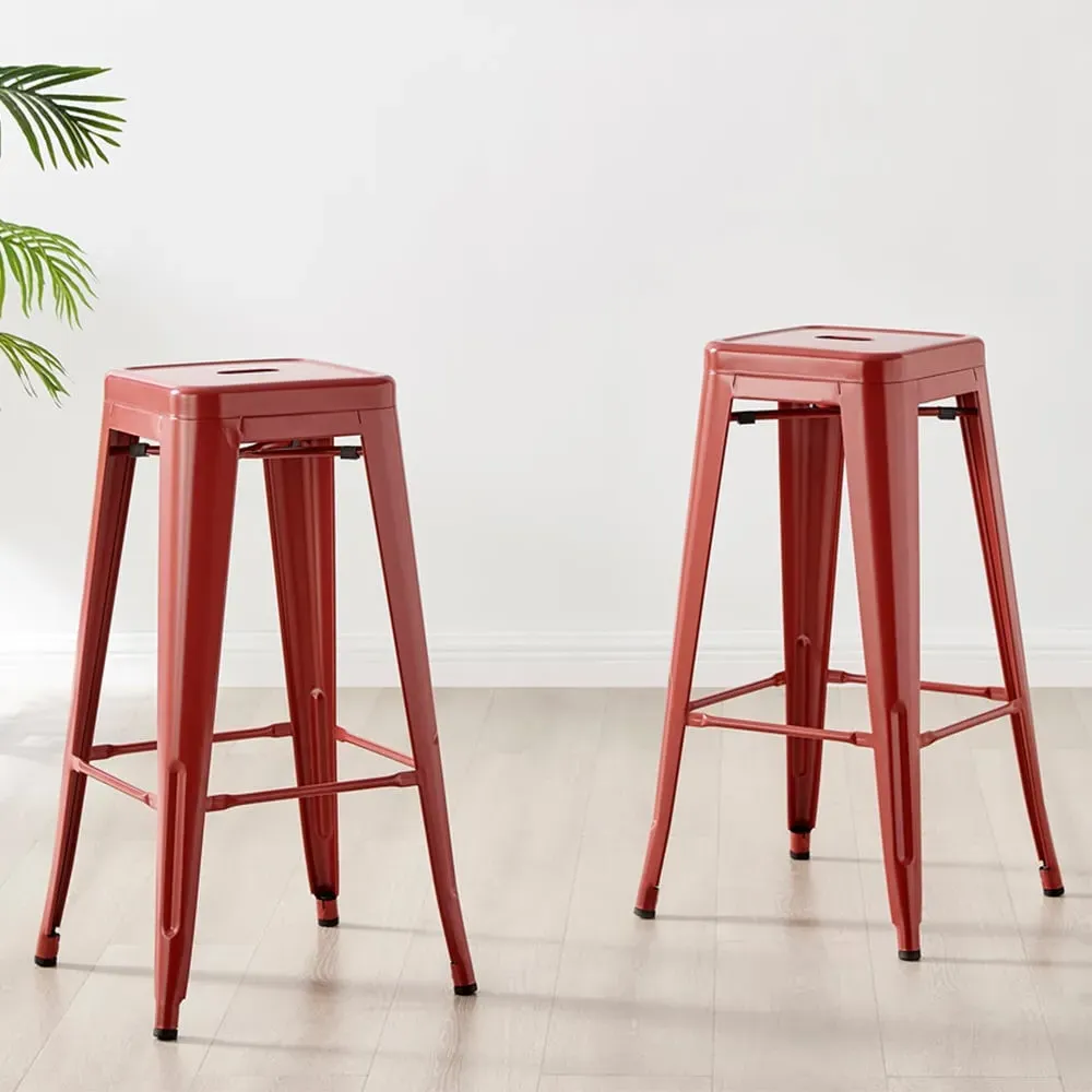 Carter Tolix Bar Stool Set of 2 - Red, Steel