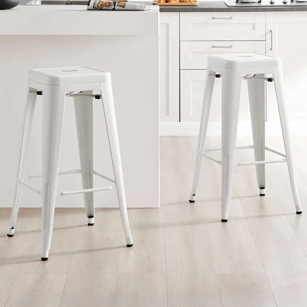 Carter Tolix Bar Stool Set of 2 - White, Steel
