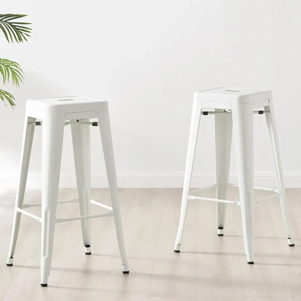 Carter Tolix Bar Stool Set of 2 - White, Steel