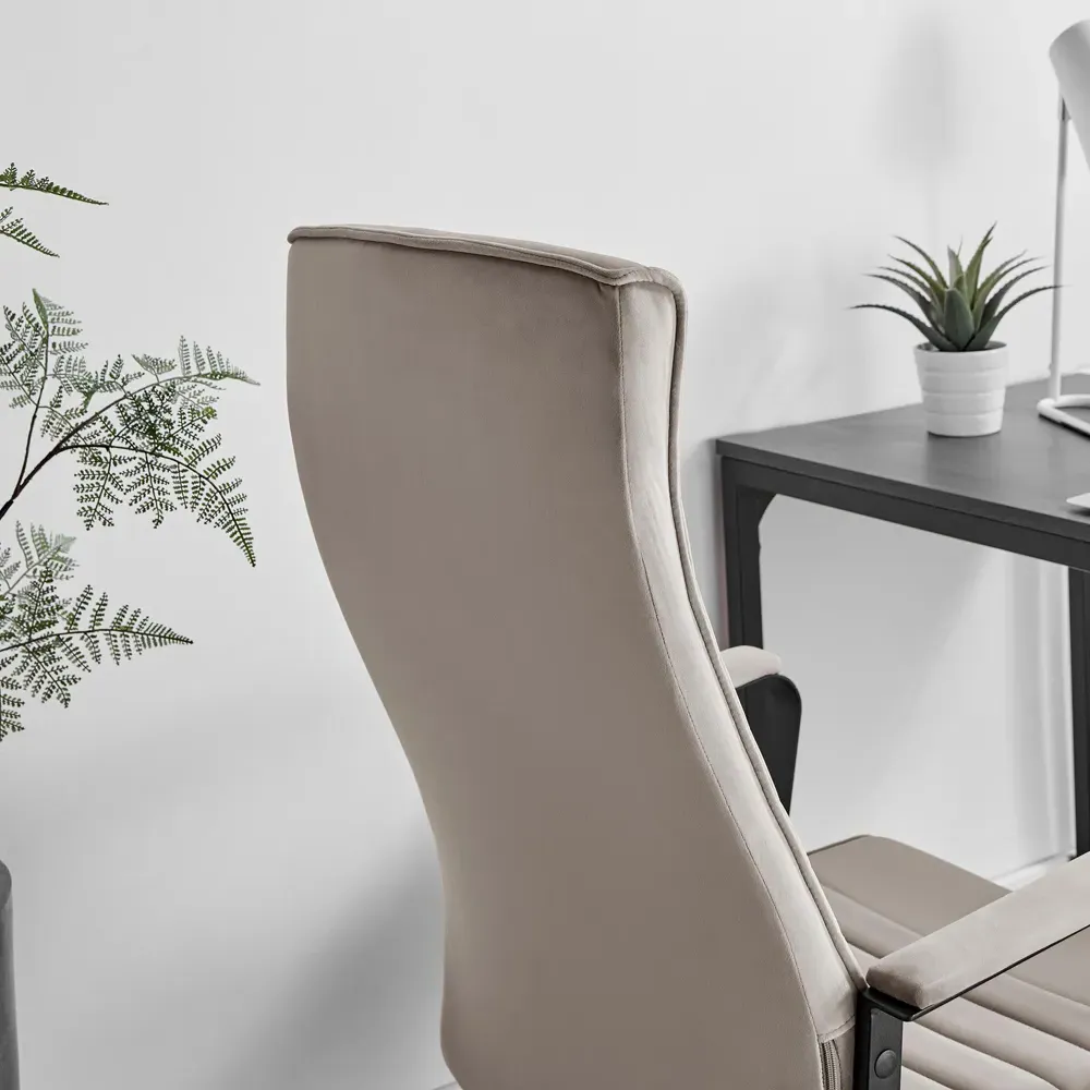 Central Office Chair with Recline - Beige, Velvet