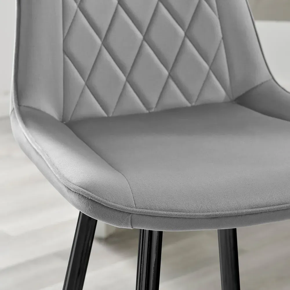 Cesano Bar Stool Set of 2 - Grey, Velvet