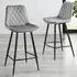 Cesano Bar Stool Set of 2 - Grey, Velvet
