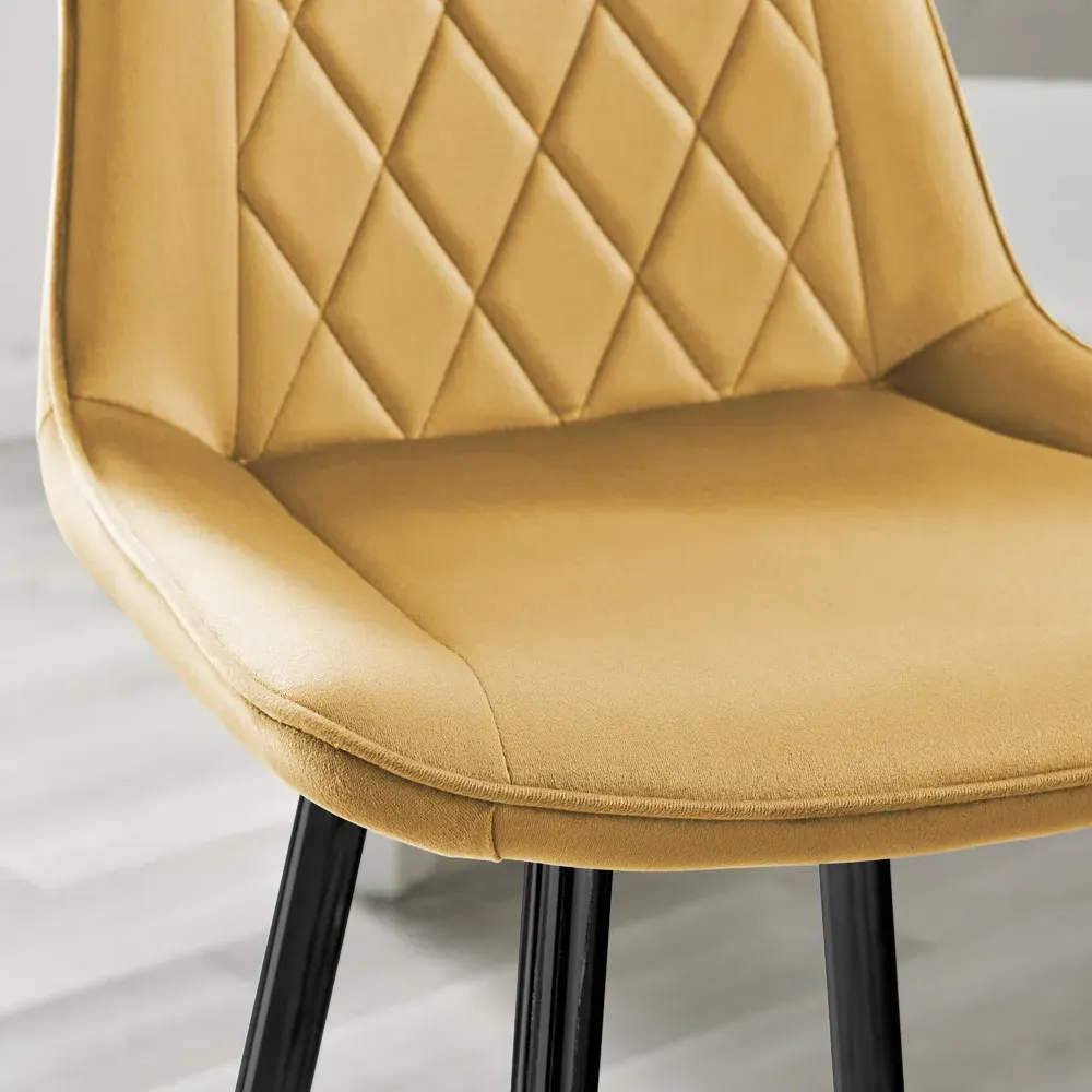 Cesano Bar Stool Set of 2 - Mustard, Velvet