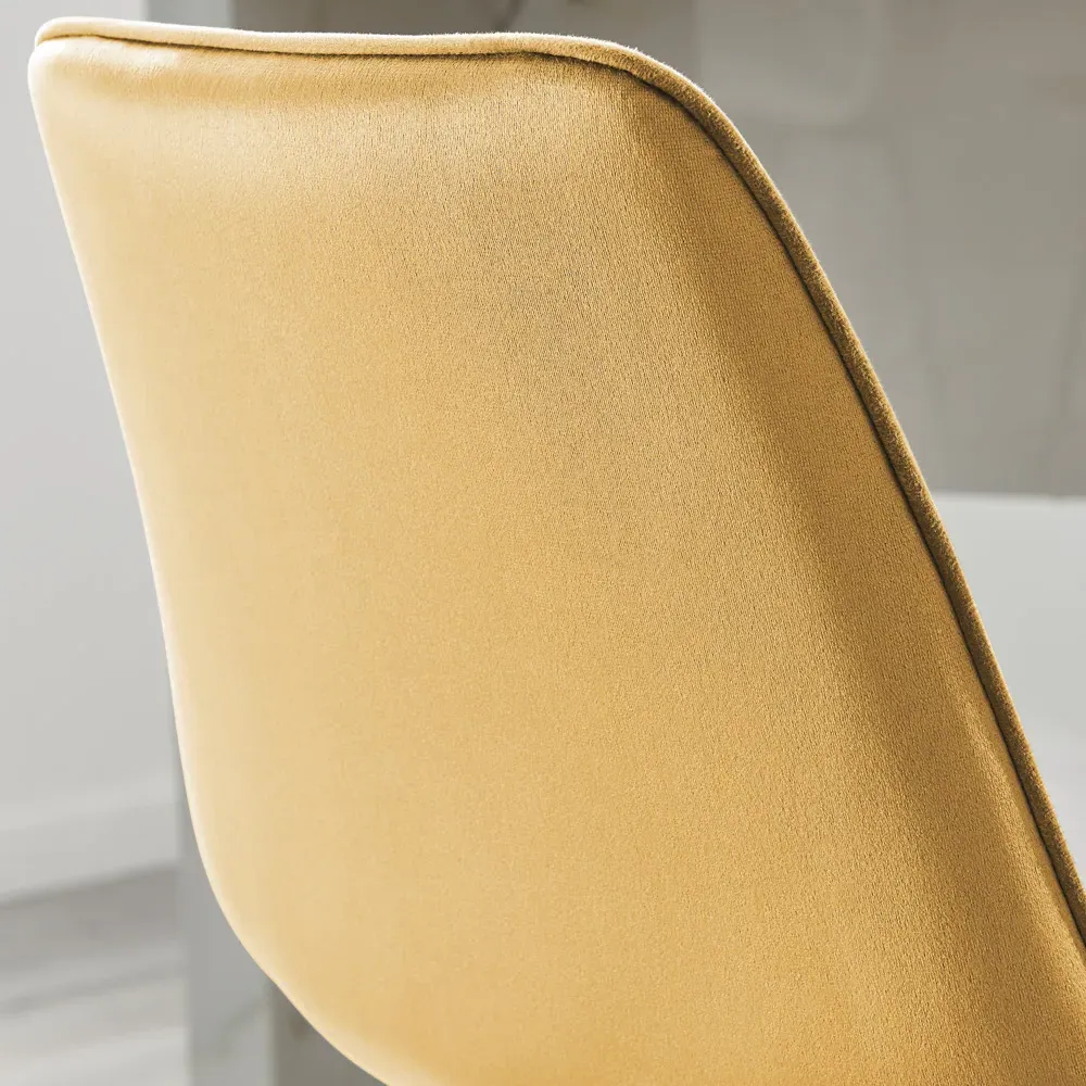 Cesano Bar Stool Set of 2 - Mustard, Velvet