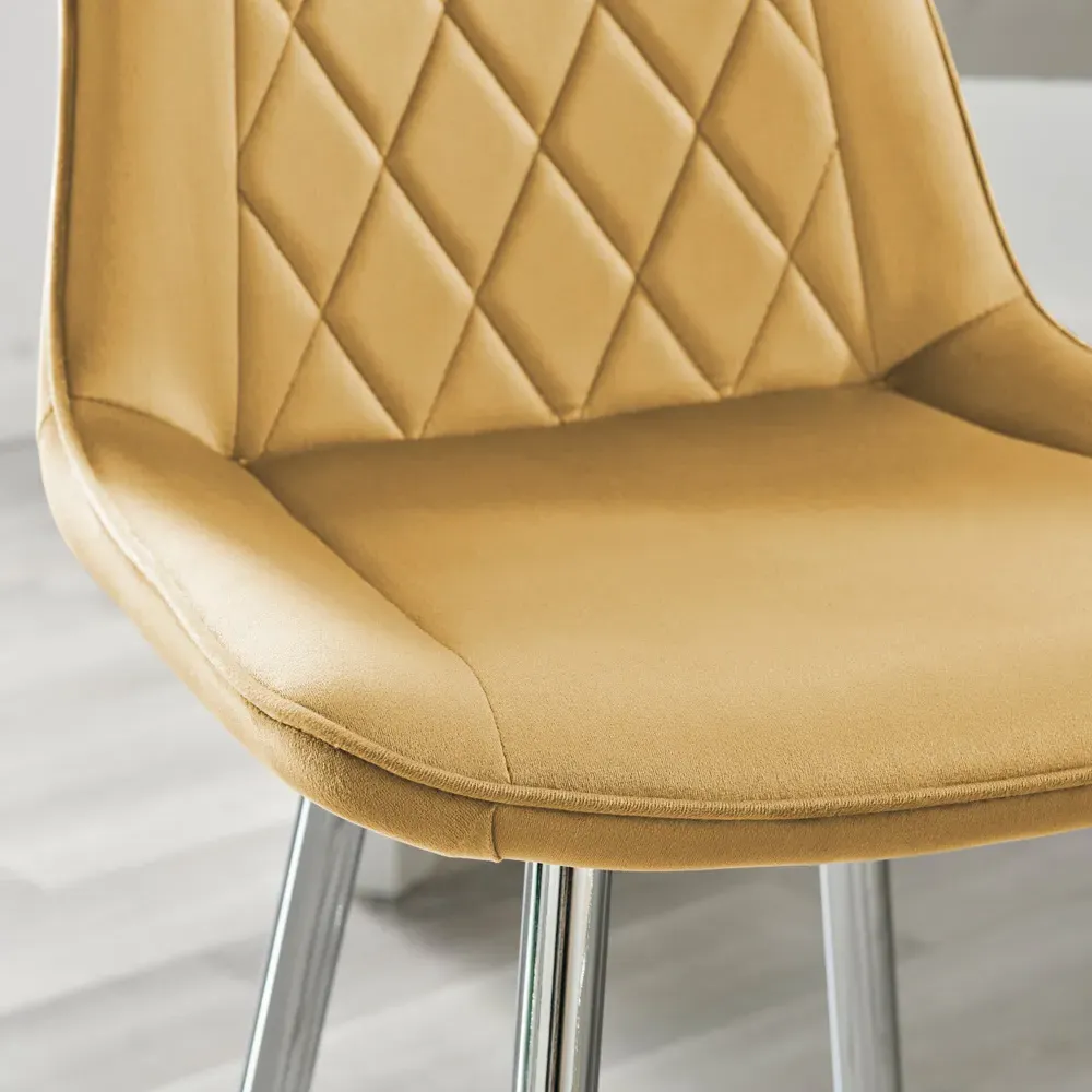 Cesano Bar Stool Set of 2 - Mustard, Velvet