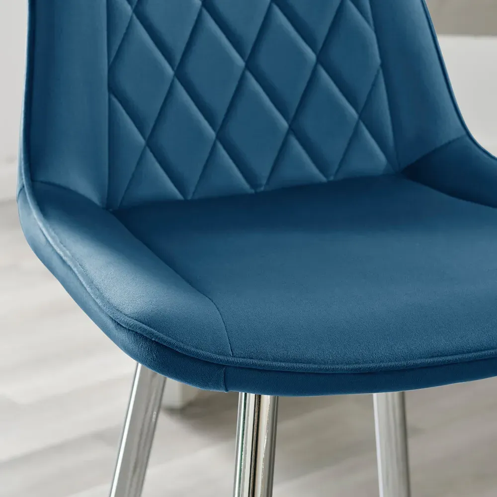 Cesano Bar Stool Set of 2 - Navy, Velvet