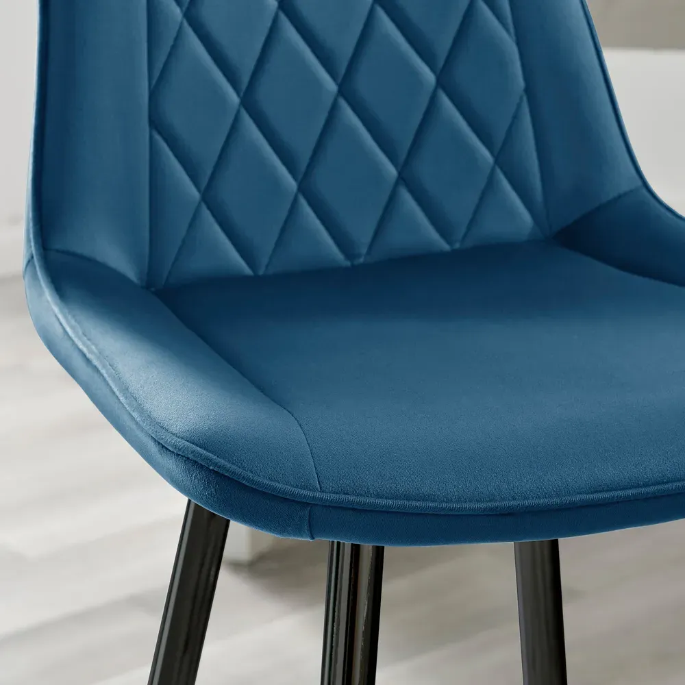 Cesano Bar Stool Set of 2 - Navy, Velvet